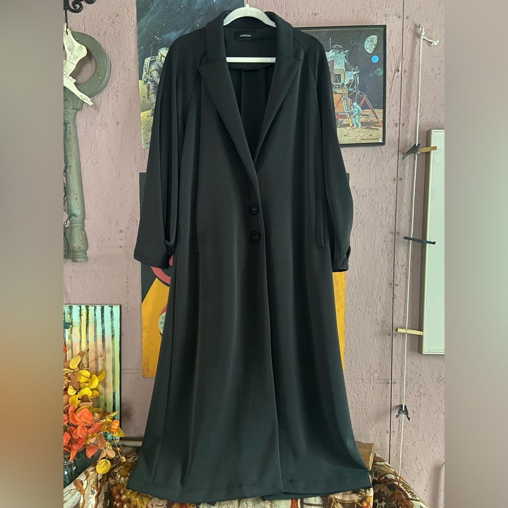 Lanston Sport Medium Elegant Black Long Maxi Coat